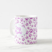 Lila Glitzer Hunde Mama Paw Prints Kaffeetasse (Vorderseite Links)