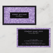 Lila Glitzer-Imitat-Akzente Visitenkarte (Vorne/Hinten)