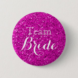 Lila Glitzer Imitate Foil Wedding Team Bride Button