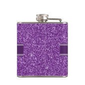 Lila Glitzer (Imitate) Personalisierter Name Flachmann (Rückseite)