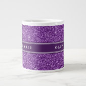 Lila Glitzer (Imitate) Personalisierter Name Jumbo-Tasse (Vorderseite)