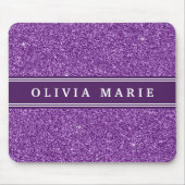 Lila Glitzer (Imitate) Personalisierter Name Mousepad (Vorne)