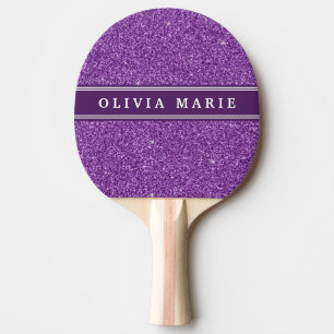 Lila Glitzer (Imitate) Personalisierter Name Tischtennis Schläger