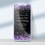 Lila Glitzer in Schwarz und Royal 50. Geburtstag Einladung<br><div class="desc">Eine glamouröse 50. Geburtstagseinladung für sie zum Druck oder zum digitalen Download. Imitate königlichen lila Glitzer mit Glitzern vor einem schwarzen Hintergrund in soliden Farben. Passen Sie die Kalligraphie und die Schriftart Stile, Farbe und Größe an, um Ihre eigene Einladung für ihre glamouröse Meilenstein-Feier zu schaffen. Alle funkelnd und Glitzer...</div>