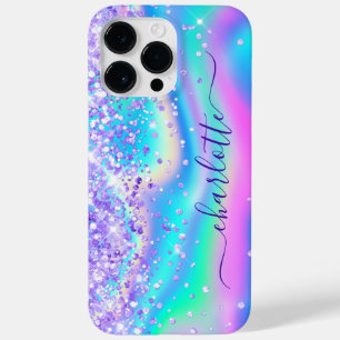 Lila Glitzer Iridescent Glam Girly Signature Case-Mate iPhone 14 Pro Max Hülle