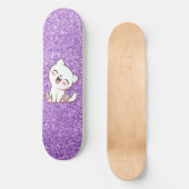 Lila Glitzer Katze Skateboard Deck (Vorderseite)