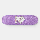 Lila Glitzer Katze Skateboard Deck (Horizontal)