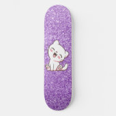 Lila Glitzer Katze Skateboard Deck (Vorderseite)