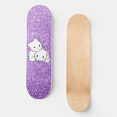 Lila Glitzer Katze Skateboard Deck (Vorderseite)