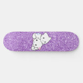 Lila Glitzer Katze Skateboard Deck (Horizontal)