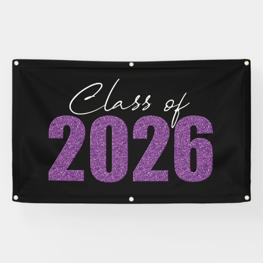 Lila Glitzer-Klasse 2026 Banner (Horizontal)