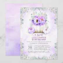 Lila Glitzer Kleine florale Pumpkin Baby Dusche