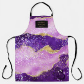 lila Glitzer Kosmetiksalon Monogramm Schürze (Vorderseite)