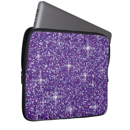 Lila Glitzer Laptopschutzhülle (Vorne Rechts)
