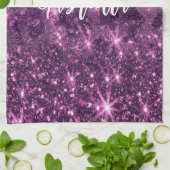 Lila Glitzer Leopard Print Geschirrtuch (Gefaltet)