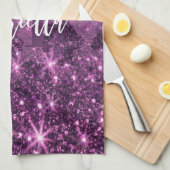 Lila Glitzer Leopard Print Geschirrtuch (Viertel Falte)