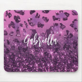 Lila Glitzer Leopard Print Mousepad (Vorne)