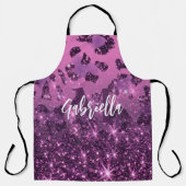 Lila Glitzer Leopard Print Schürze (Vorderseite)
