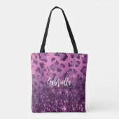 Lila Glitzer Leopard Print Tasche (Rückseite)