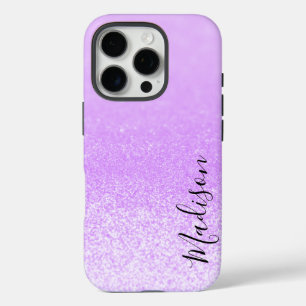 Lila Glitzer Leuchten Personalisiert iPhone 16 Pro Hülle