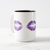 Lila Glitzer-Lippen #2 Zweifarbige Tasse (Vorderseite Links)