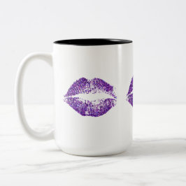 Lila Glitzer-Lippen #2 Zweifarbige Tasse