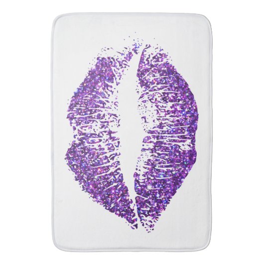 Lila Glitzer Lippen #3 Badematte (Vorderseite Vertikal)