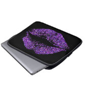 Lila Glitzer-Lippen #3 Laptopschutzhülle (Vorne Knopf)