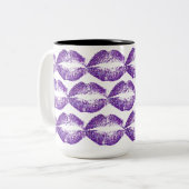 Lila Glitzer Lippen #3 Zweifarbige Tasse (Vorderseite Links)