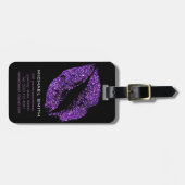 Lila Glitzer-Lippen Gepäckanhänger (Vorderseite horizontal)