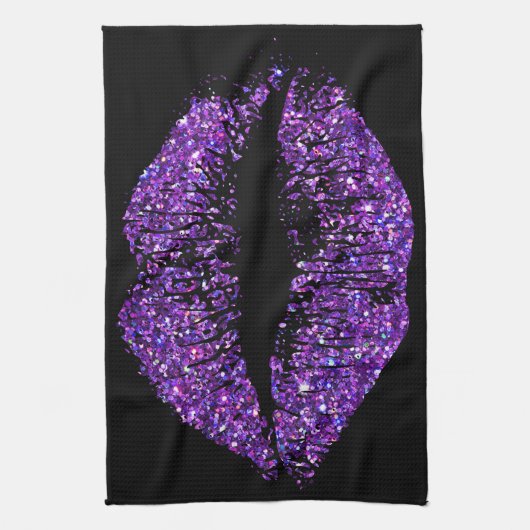 Lila Glitzer-Lippen Handtuch (Vertikal)