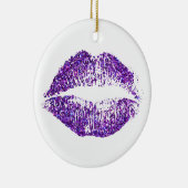 Lila Glitzer-Lippen Keramik Ornament (Rechts)