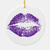 Lila Glitzer-Lippen Keramik Ornament (Hinten)