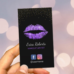 Lila Glitzer-Lippensalon-Make-upkünstler Visitenkarte