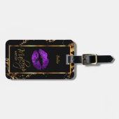 Lila Glitzer Lips - Makeup Artist Gepäckanhänger (Vorderseite horizontal)