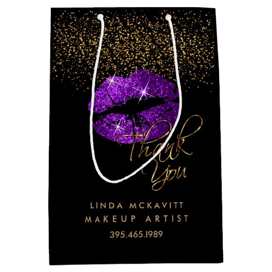 Lila Glitzer Lipstick - Vielen Dank Mittlere Geschenktüte (Vorderseite)