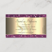 Lila Glitzer Luminous Stars Gold Border Initialen Visitenkarte (Rückseite)