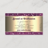 Lila Glitzer Luminous Stars Gold Border Populär Visitenkarte (Rückseite)
