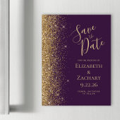 Lila Glitzer Magnetic Save the Date Magnetkarte