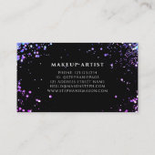 Lila Glitzer Makeup Artist Black Business Card Telefonnummerkarte (Rückseite)