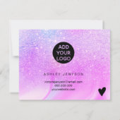 Lila Glitzer Marmor Logo Bestellung Vielen Dank Dankeskarte (Rückseite)