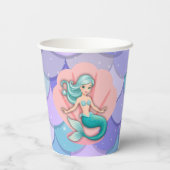 Lila Glitzer Meerjungfrau unter der Meerwasserdusc Pappbecher (Rückseite)