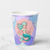 Lila Glitzer Meerjungfrau unter der Meerwasserdusc Pappbecher (Vorderseite)