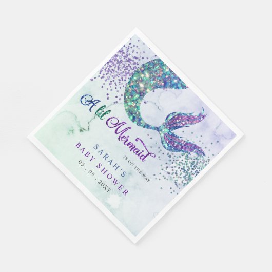 Lila Glitzer Mermaid Kinderdusche Serviette (Ecke)