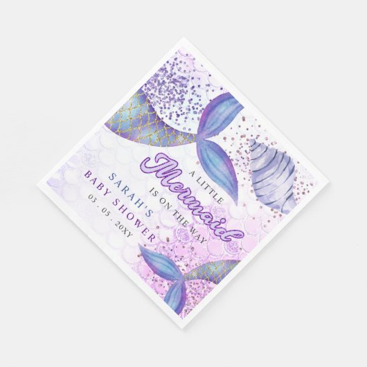 Lila Glitzer Mermaid Kinderdusche Serviette (Ecke)