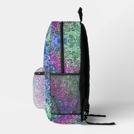 Lila Glitzer Mermaid Name Bedruckter Rucksack (Rechts)