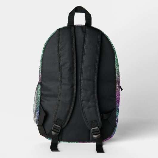 Lila Glitzer Mermaid Name Bedruckter Rucksack (Rückseite)