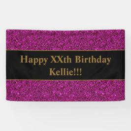 Lila Glitzer mit Banner zum Geburtstag von Nachric