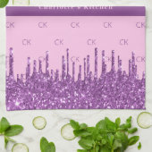 Lila Glitzer mit Blindpinsel, benutzerdefinierter  Geschirrtuch (Gefaltet)