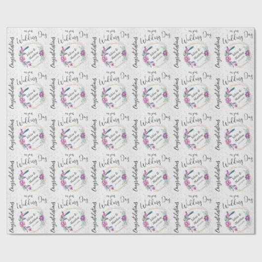 Lila Glitzer mit Blumen und Weiß Geschenkpapier (Flach)